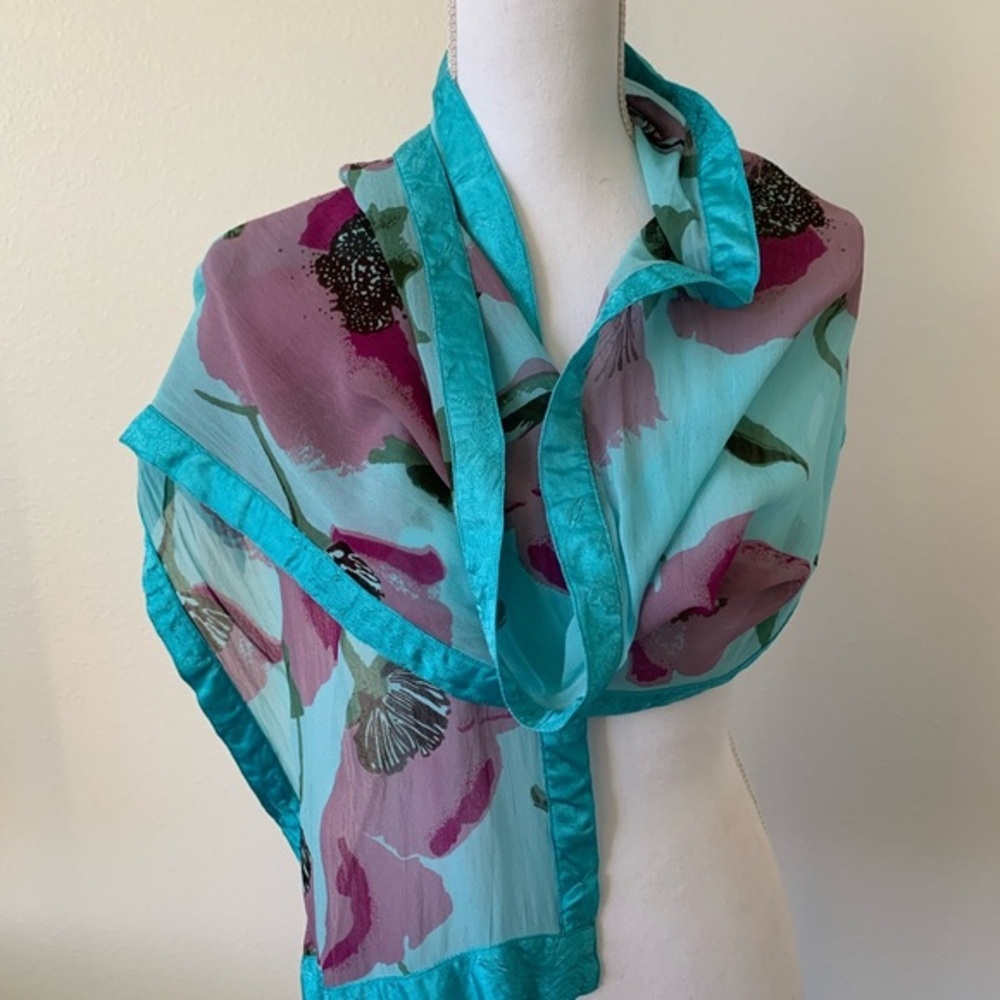Floral Turquoise and Purple Scarf